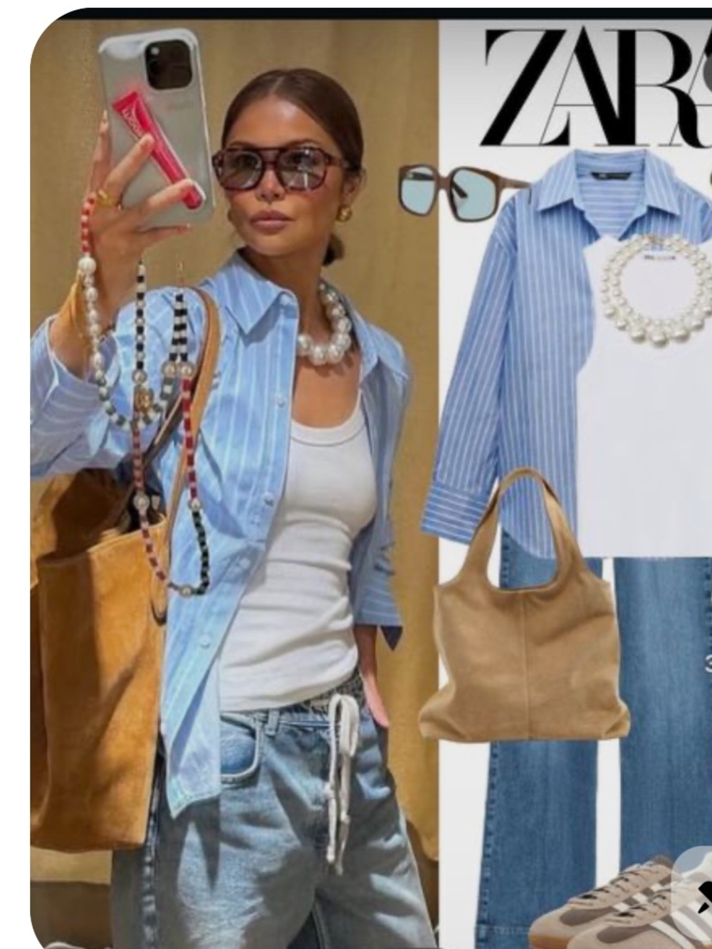Zara Oversized Striped Shirt Bloggers Cotton